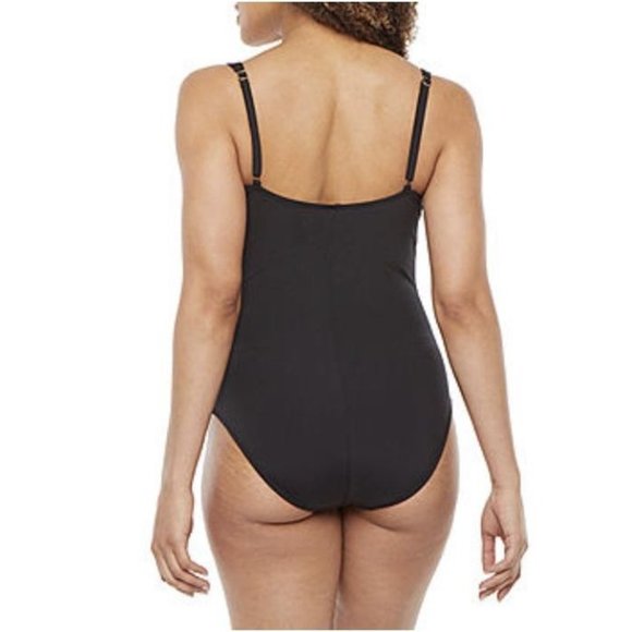 Liz Claiborne Ruched One Piece Swimsuit 10 - Picture 2 of 2